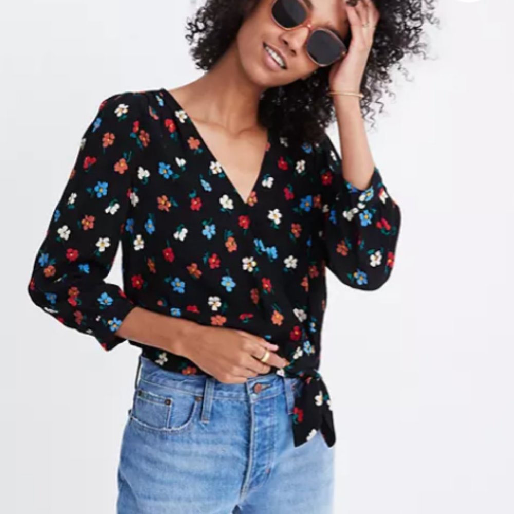 Madewell Wrap Top in Pressed Flowers